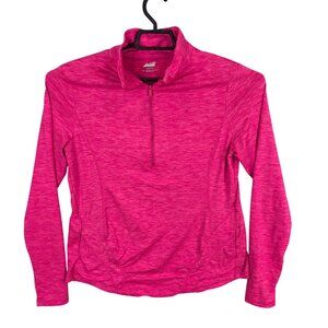 Womens Avia Pink 1/4 Zip Pullover Shirt Long Sleeve Polyester Stretch Size L